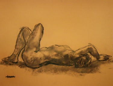 Drawing titled "fusain 50/65 2005 87" by Christian Rolland, Original Artwork, Charcoal