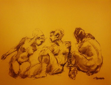 Drawing titled "fusain 50/65 2005 1…" by Christian Rolland, Original Artwork, Charcoal