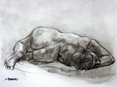 Drawing titled "fusain 50/65 2005 1…" by Christian Rolland, Original Artwork, Charcoal