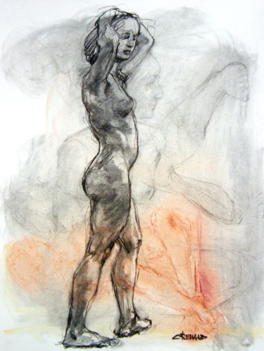 Drawing titled "fusain & craie 50/6…" by Christian Rolland, Original Artwork, Charcoal