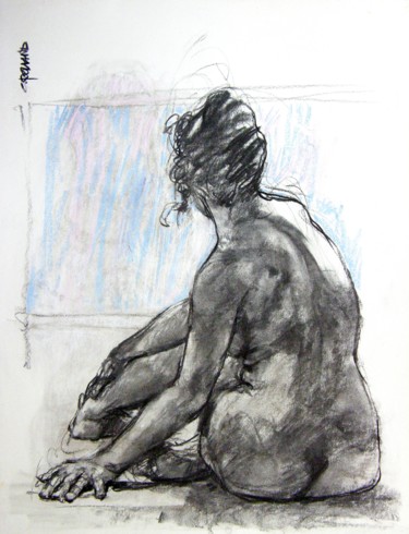 Drawing titled "fusain & craie 50/6…" by Christian Rolland, Original Artwork, Charcoal