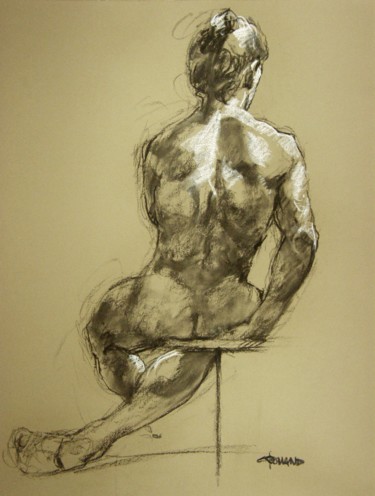 Drawing titled "fusain & craie 50/6…" by Christian Rolland, Original Artwork, Charcoal