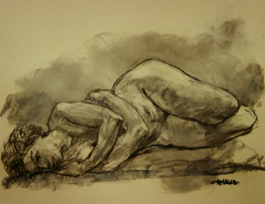 Drawing titled "fusain 50/65 2006 78" by Christian Rolland, Original Artwork, Charcoal