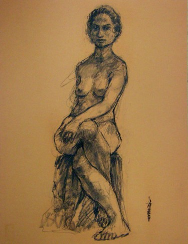 Drawing titled "fusain 50/65 2007 15" by Christian Rolland, Original Artwork, Charcoal