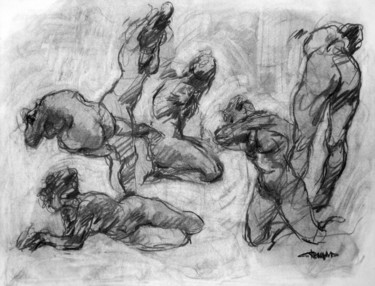 Drawing titled "fusain & craie 50/6…" by Christian Rolland, Original Artwork, Charcoal