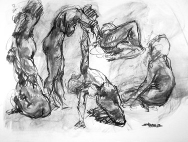 Drawing titled "fusain 50/65 2007 74" by Christian Rolland, Original Artwork, Charcoal