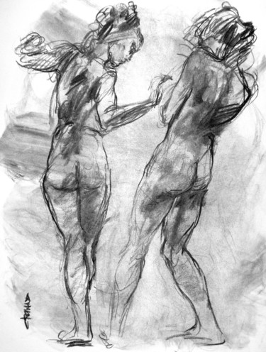 Drawing titled "fusain 50/65 2011 78" by Christian Rolland, Original Artwork, Charcoal