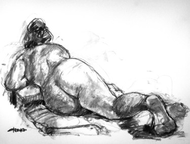 Рисунок под названием "fusain 50/65 2007 81" - Christian Rolland, Подлинное произведение искусства, Древесный уголь