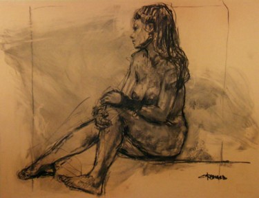 Drawing titled "fusain 50/65 2007 1…" by Christian Rolland, Original Artwork, Charcoal