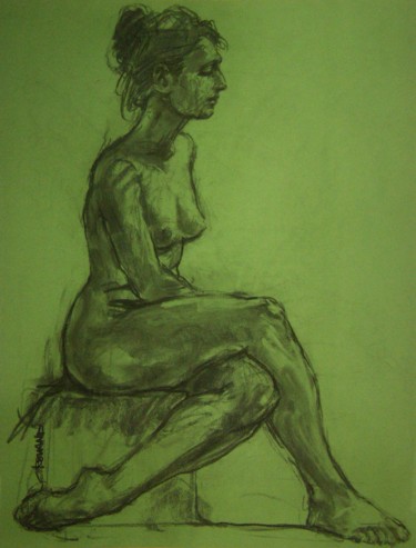 Drawing titled "fusain 50/65 2007 1…" by Christian Rolland, Original Artwork, Charcoal
