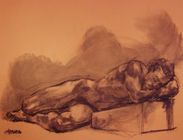 图画 标题为“fusain 50/65 2007 1…” 由Christian Rolland, 原创艺术品, 木炭
