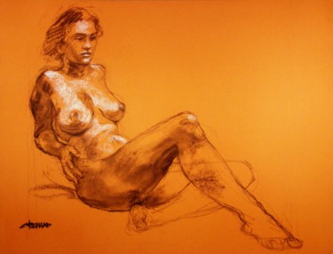 Drawing titled "fusain & craie 2007…" by Christian Rolland, Original Artwork, Charcoal