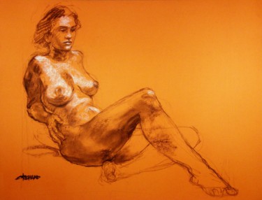 fusain & craie 2007 2 ( 137 ) Dessin intitulée "fusain & craie 2007…" par Christian Rolland, Œuvre d'art originale, Fusain