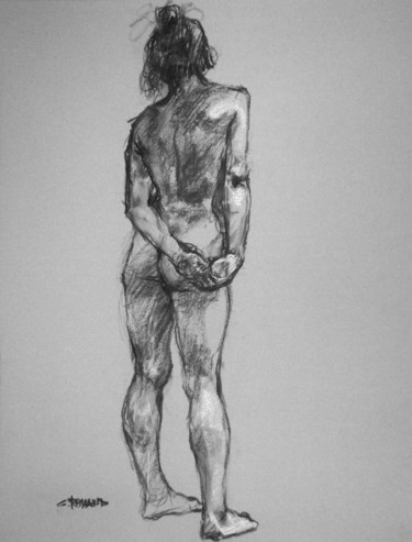 Drawing titled "fusain & craie 2007…" by Christian Rolland, Original Artwork, Charcoal