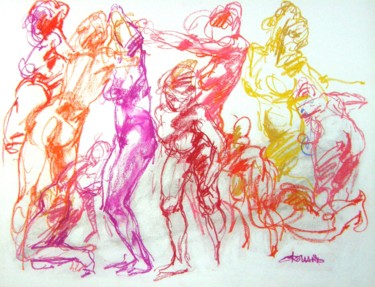 Disegno intitolato "dessin craie 2008 1…" da Christian Rolland, Opera d'arte originale, Gesso