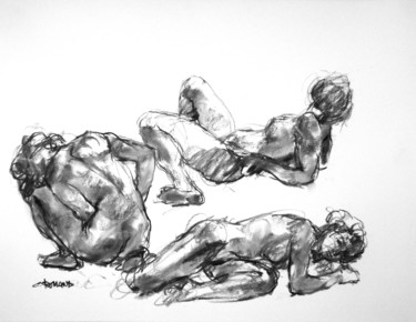 Drawing titled "fusain 50/65 2008 18" by Christian Rolland, Original Artwork, Charcoal