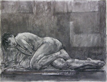 Σχέδιο με τίτλο "fusain 50/65 2011 87" από Christian Rolland, Αυθεντικά έργα τέχνης, Κάρβουνο