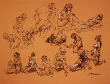 Tekening getiteld "fusain & craie 2011…" door Christian Rolland, Origineel Kunstwerk, Houtskool