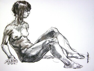 Drawing titled "fusain 50/65 2011 1…" by Christian Rolland, Original Artwork, Charcoal