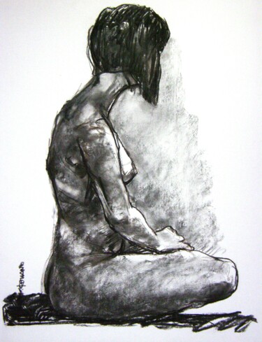 Dessin intitulée "fusain 50/65 2011 1…" par Christian Rolland, Œuvre d'art originale, Fusain
