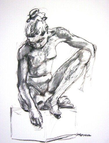 「fusain 50/65 2011 1…」というタイトルの描画 Christian Rollandによって, オリジナルのアートワーク, 木炭