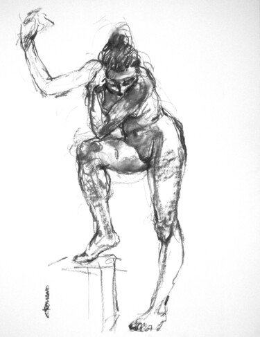 Drawing titled "fusain 50/65 2011 1…" by Christian Rolland, Original Artwork, Charcoal