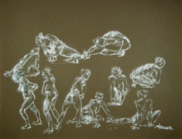 Рисунок под названием "craie 50/65 2012 26…" - Christian Rolland, Подлинное произведение искусства, Мел