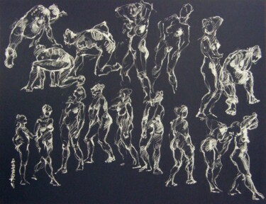 Zeichnungen mit dem Titel "craie 50/65 2012 73" von Christian Rolland, Original-Kunstwerk, Kreide