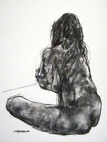 Drawing titled "fusain 50/65 2013 20" by Christian Rolland, Original Artwork, Charcoal