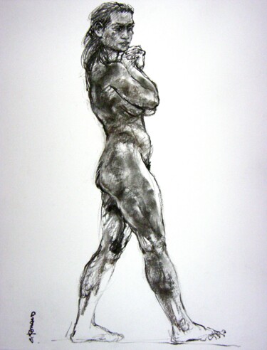 Drawing titled "fusain 50/65 2012 92" by Christian Rolland, Original Artwork, Charcoal