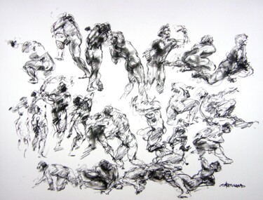 Drawing titled "fusain 50/65 2012 95" by Christian Rolland, Original Artwork, Charcoal