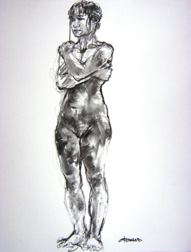 Desenho intitulada "fusain 50/65 2012 99" por Christian Rolland, Obras de arte originais, Carvão