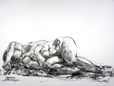 「fusain 50/65 2012 1…」というタイトルの描画 Christian Rollandによって, オリジナルのアートワーク, 木炭