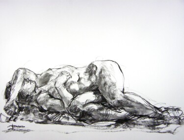 Drawing titled "fusain 50/65 2012 1…" by Christian Rolland, Original Artwork, Charcoal