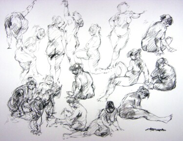 Drawing titled "fusain 50/65 2012 1…" by Christian Rolland, Original Artwork, Charcoal