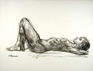 Drawing titled "étude fusain 2000 2…" by Christian Rolland, Original Artwork, Charcoal