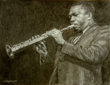 图画 标题为“fusain jazz 30” 由Christian Rolland, 原创艺术品, 木炭