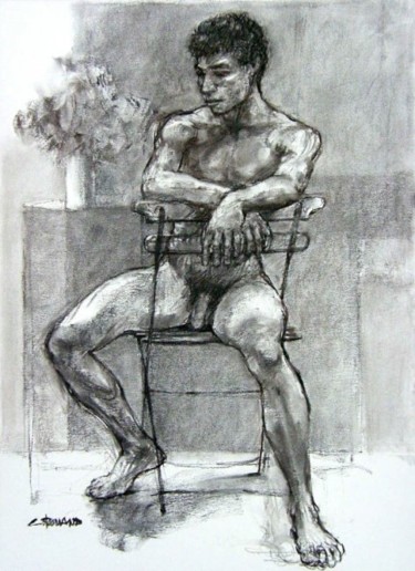 Drawing titled "fusain 2007 - 3" by Christian Rolland, Original Artwork, Other