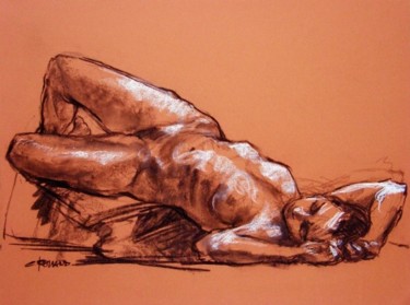 Desenho intitulada "fusain et craie 2008" por Christian Rolland, Obras de arte originais, Outro