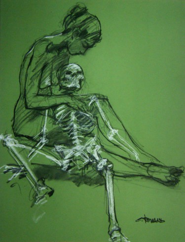 Рисунок под названием "fusain et craie 200…" - Christian Rolland, Подлинное произведение искусства, Древесный уголь