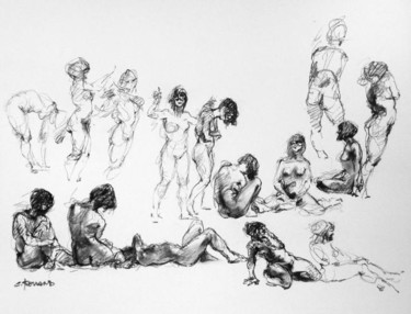Drawing titled "croquis avril 2011 6" by Christian Rolland, Original Artwork, Other