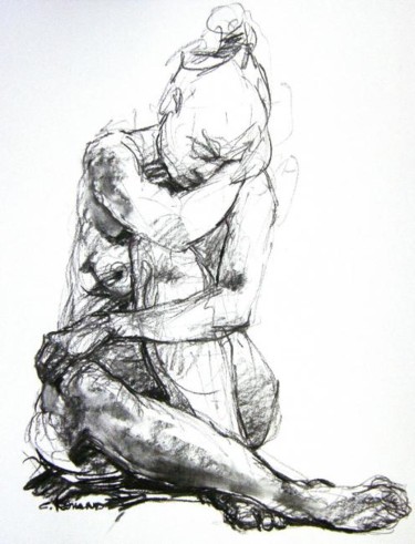 Drawing titled "ll fusain nov 2011 1" by Christian Rolland, Original Artwork, Other