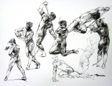 Drawing titled "croquis fev 2012 4" by Christian Rolland, Original Artwork, Other