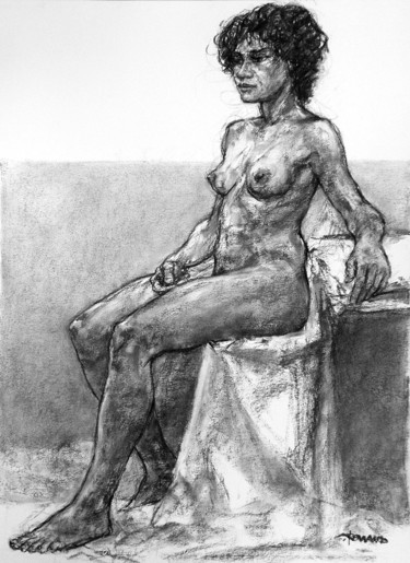 Drawing titled "fusain académie mar…" by Christian Rolland, Original Artwork, Charcoal