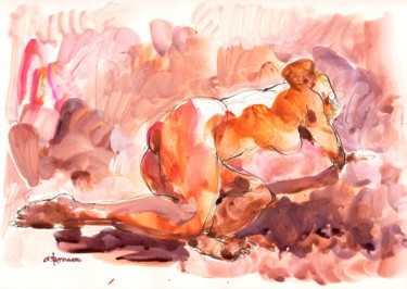 Peinture intitulée "A4 mai 2010 15" par Christian Rolland, Œuvre d'art originale, Gouache