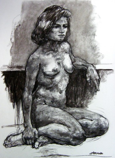 Drawing titled "dessin académie 201…" by Christian Rolland, Original Artwork, Charcoal