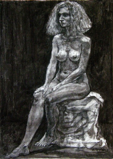 Drawing titled "académie 2016 oct 31" by Christian Rolland, Original Artwork, Charcoal