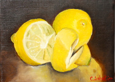 Peinture intitulée "Citrons" par Christian Sabatier, Œuvre d'art originale, Huile