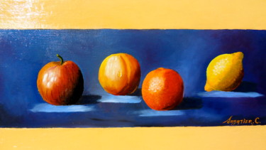Peinture intitulée "De la Pomme au Citr…" par Christian Sabatier, Œuvre d'art originale, Huile