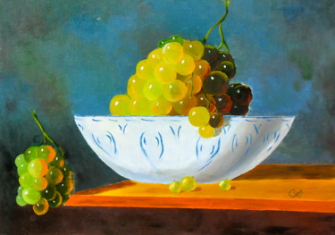 Peinture intitulée "Raisins dans la cou…" par Christian Sabatier, Œuvre d'art originale, Huile
